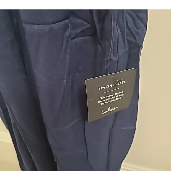NEW LuLus Woman's Navy Blue Halter Jumper Pant Suit Size L NWT - Picture 5 of 8